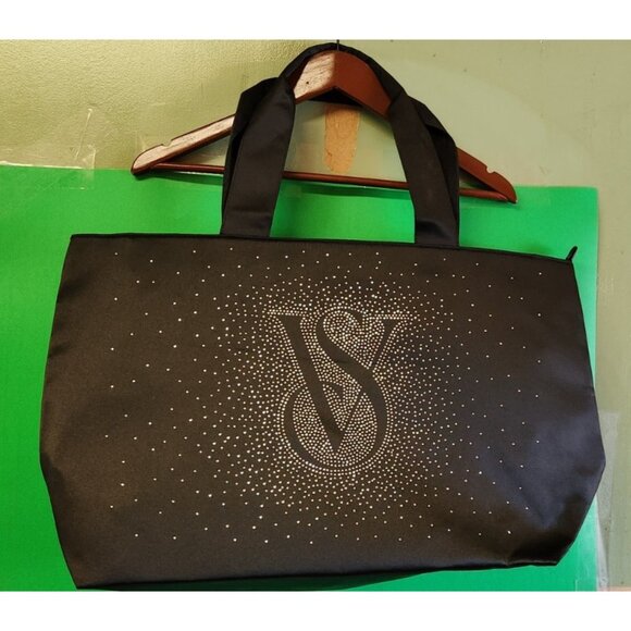 Victoria’s Secret Shine Zipper Tote Bag Holiday 2024 Bling Diamante Graphic VGC - Picture 2 of 8